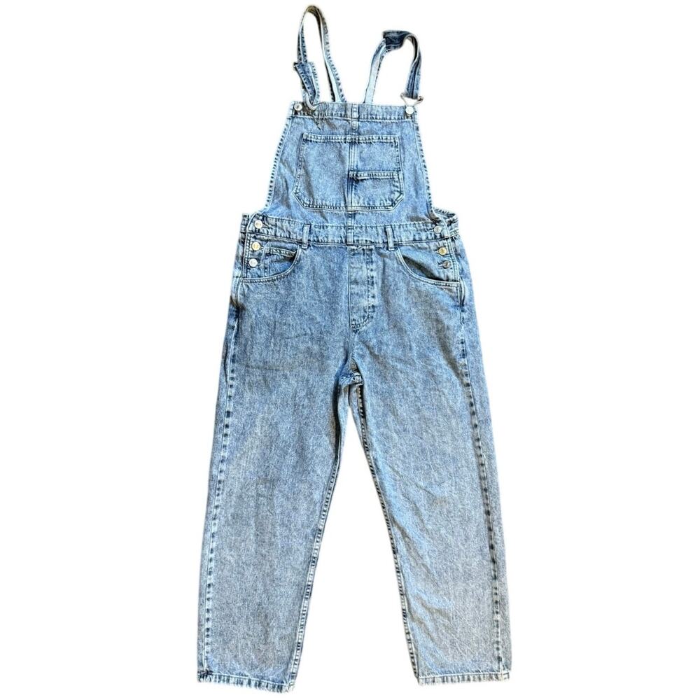 Free People We The Free Ziggy Denim Overalls Acid Wash Small Broken Strap Clip